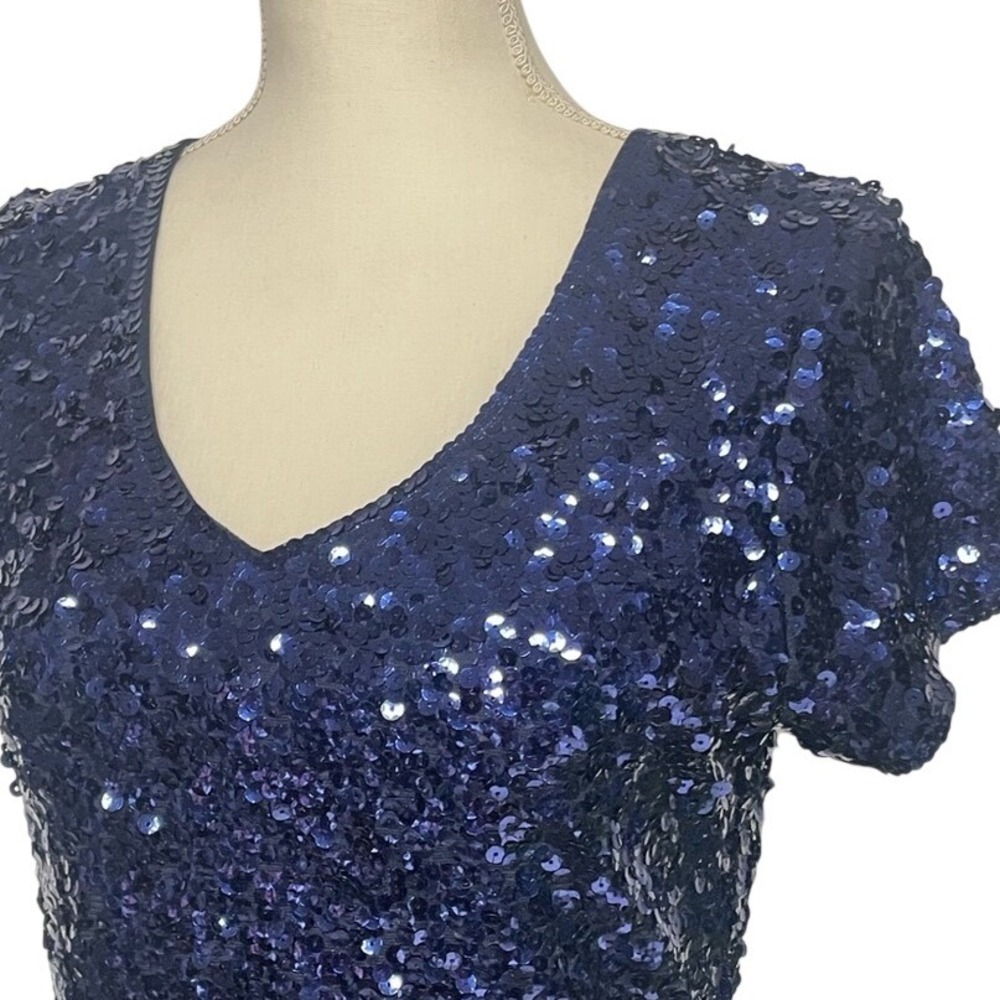 Maner Elegant Navy‎ Sequin Dress Women's Medium - Picture 2 of 12
